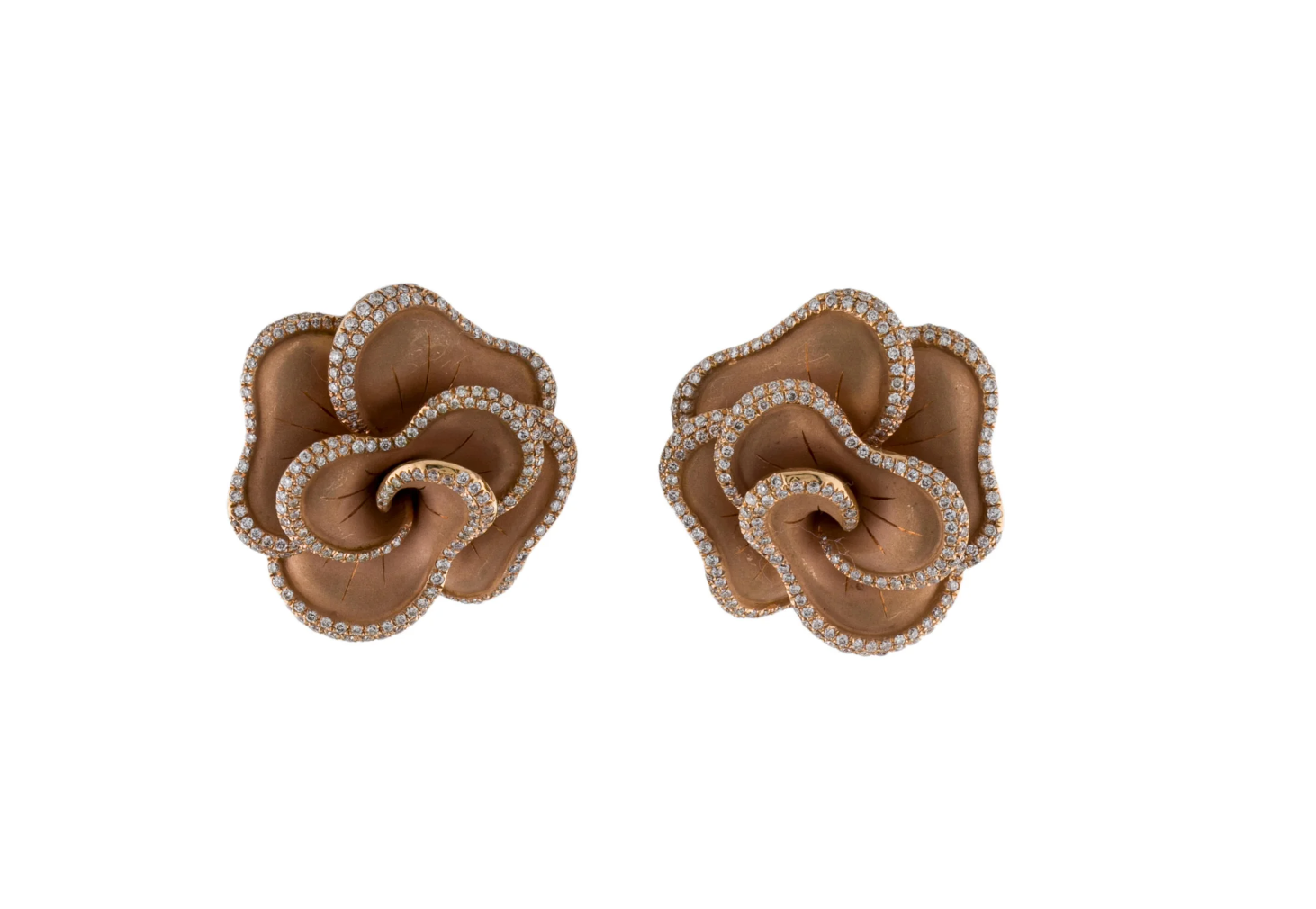 PIRANESI 18K ROSE GOLD AND DIAMOND FRENCH BACK CLIP ON EARRING