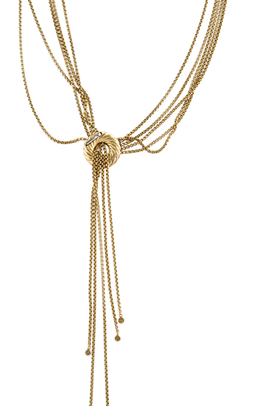 DAVID YURMAN 18K GOLD & DIAMOND ADJUSTABLE TASSLE NECKLACE