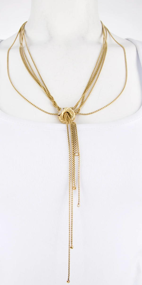 DAVID YURMAN 18K GOLD & DIAMOND ADJUSTABLE TASSLE NECKLACE