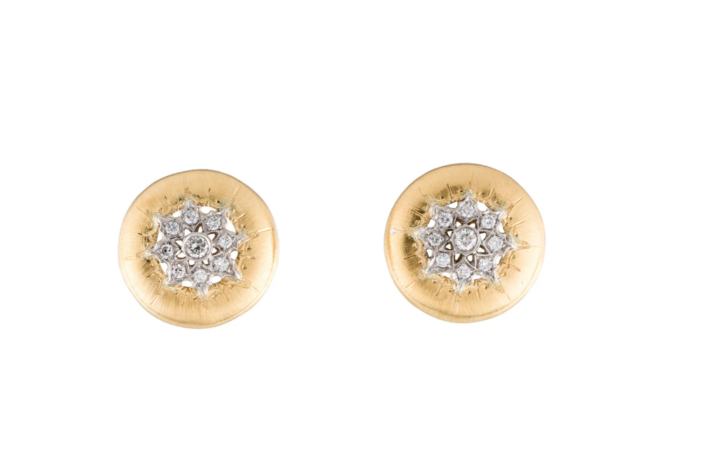 ITALIAN 18K YELLOW GOLD AND DIAMOND EARRINGS