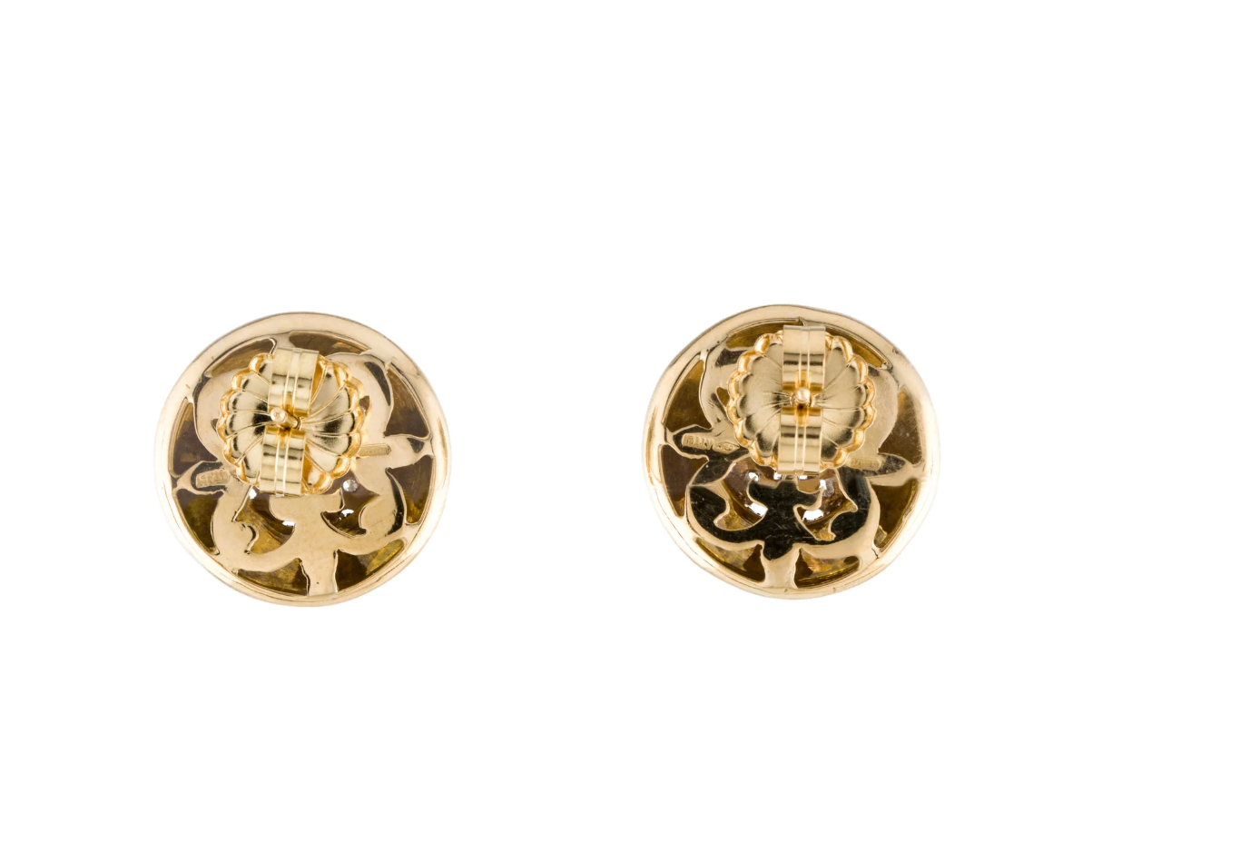 ITALIAN 18K YELLOW GOLD AND DIAMOND EARRINGS