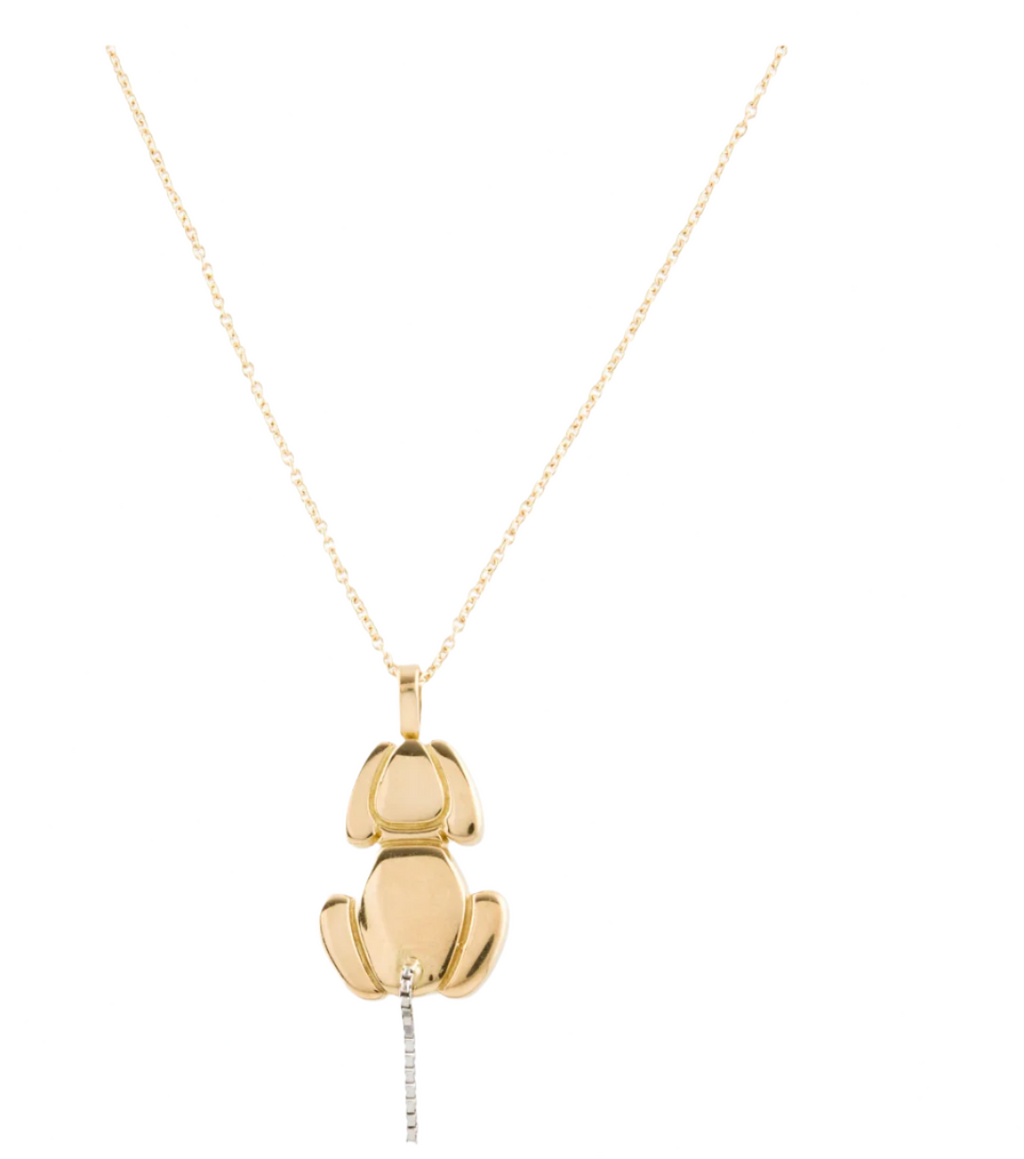 ARTICULATED DOG PENDANT SET IN 18K YELLOW AND WHITE GOLD