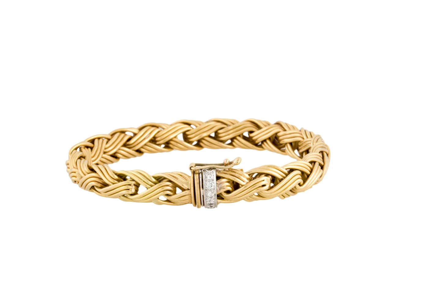 ADLER GERMANY 18K YELLOW GOLD AND DIAMOND WOVEN BRACELET