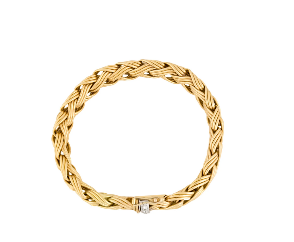 ADLER GERMANY 18K YELLOW GOLD AND DIAMOND WOVEN BRACELET