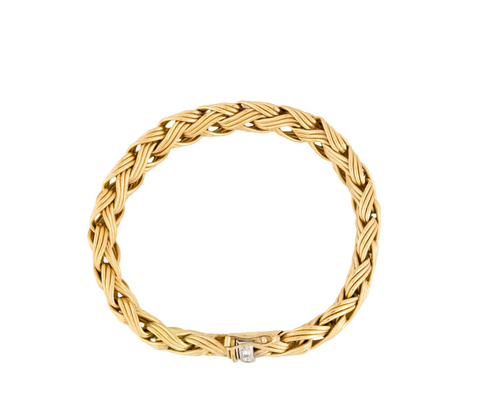 ADLER GERMANY 18K YELLOW GOLD AND DIAMOND WOVEN BRACELET