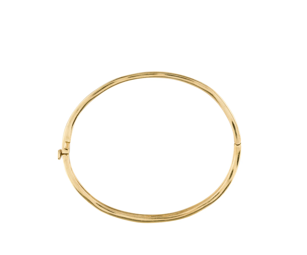 H.STERN 18K YELLOW GOLD DIAMOND TEXTURED HINGED BANGLE