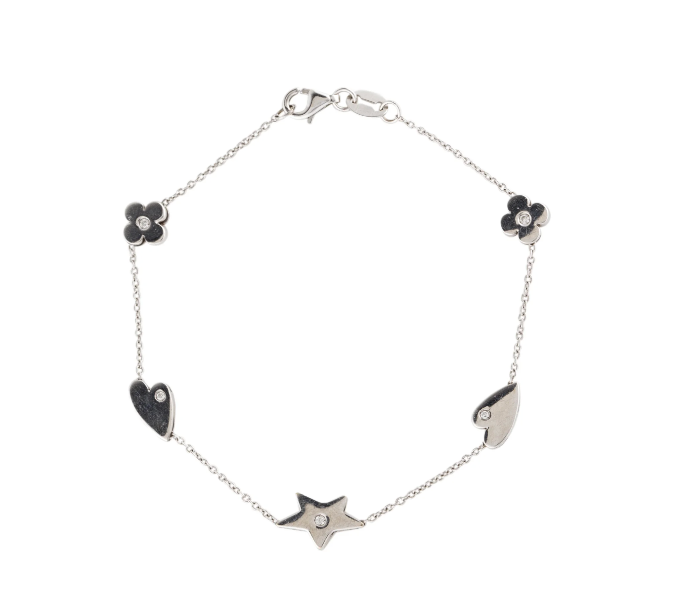 18K WHITE GOLD DIAMOND STATION BRACELET