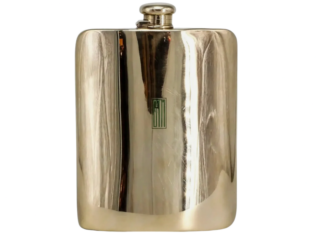 TIFFANY AND CO 18K SOLID GOLD FLASK, 2 GILLS, DIMENSIONS: 6.0" X 4.25" RARE
