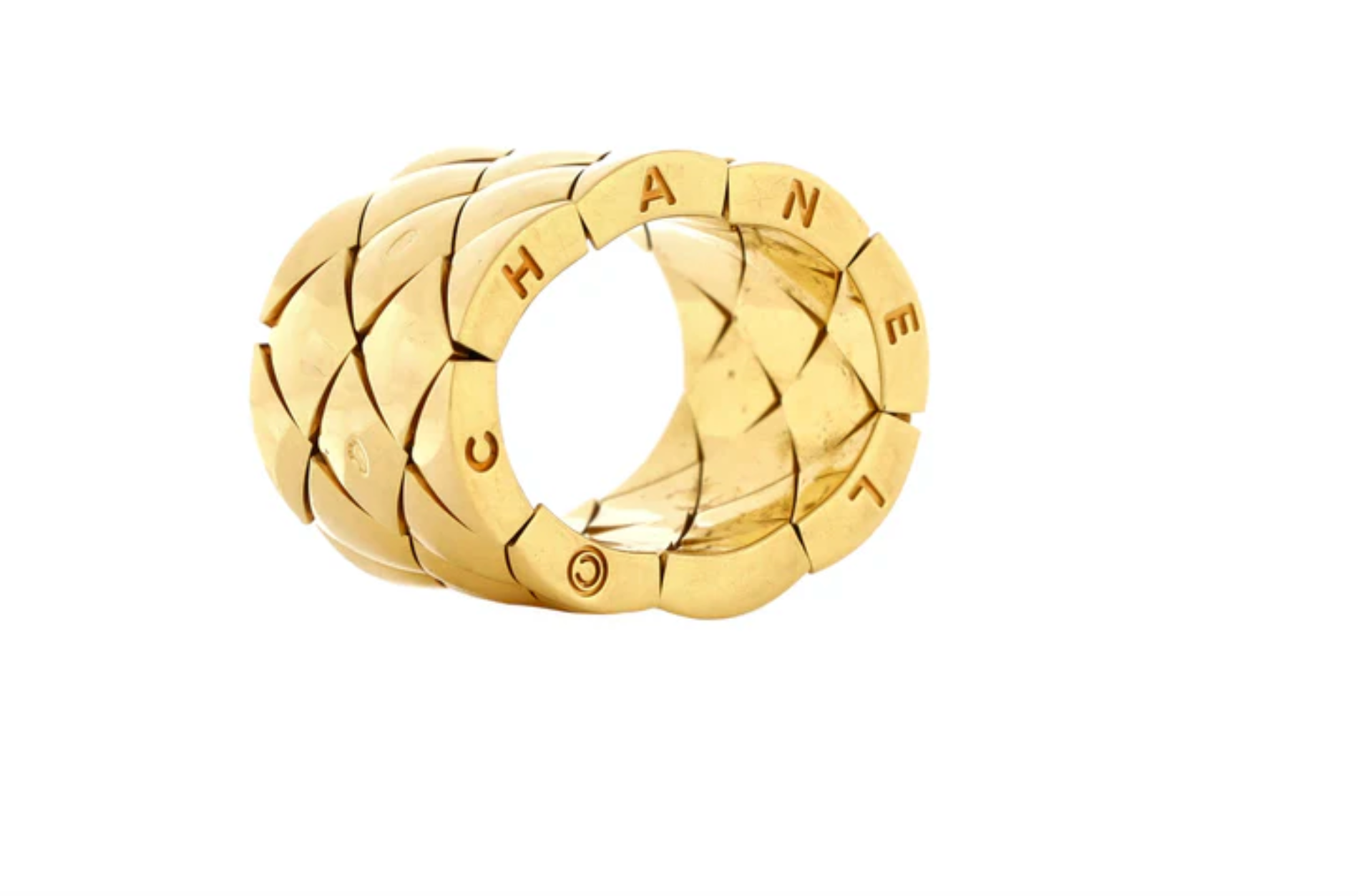 CHANEL MATELASSE 18K YELLOW GOLD WIDE RING