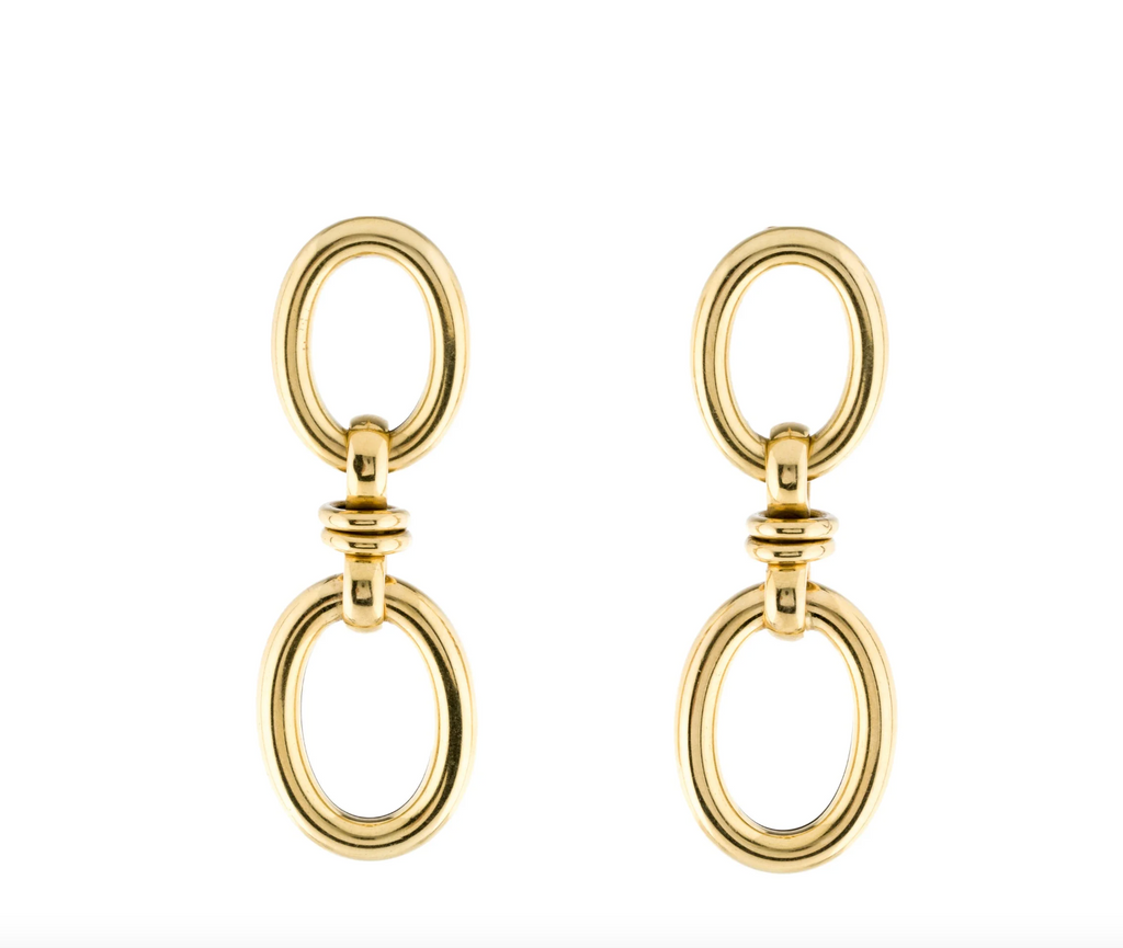 ROBERTO COIN 18K YELLOW GOLD OVAL DROP EARRINGS