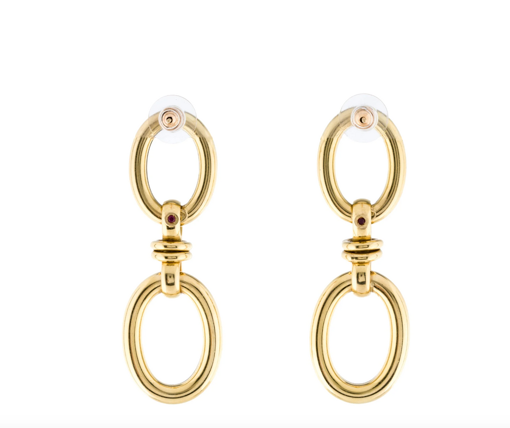 ROBERTO COIN 18K YELLOW GOLD OVAL DROP EARRINGS