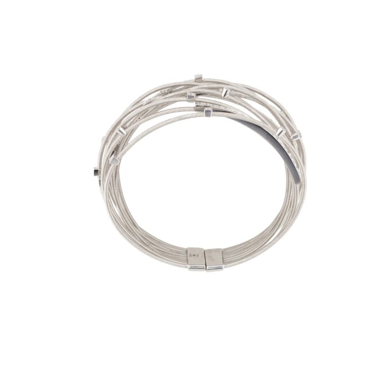 18K WHITE GOLD & DIAMOND MULTI-STRAND CUFF BRACELET