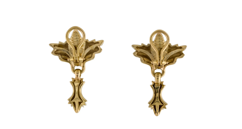 ELIZABETH RAND VINTAGE 18K YELLOW GOLD CLIP ON STYLE EARRINGS