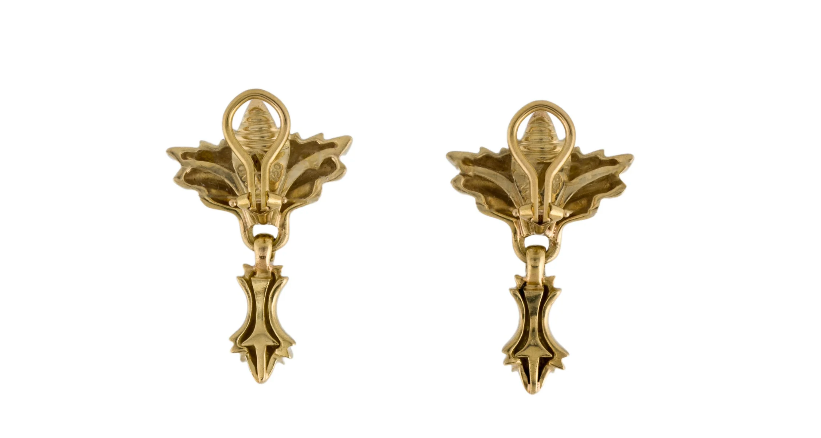 ELIZABETH RAND VINTAGE 18K YELLOW GOLD CLIP ON STYLE EARRINGS