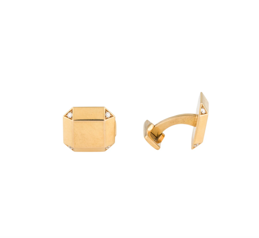 DUNHILL 18K YELLOW GOLD & DIAMOND CUFFLINKS