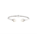 JUDE FRANCES 18K WHITE GOLD, DIAMOND & PEARL CUFF BRACELET