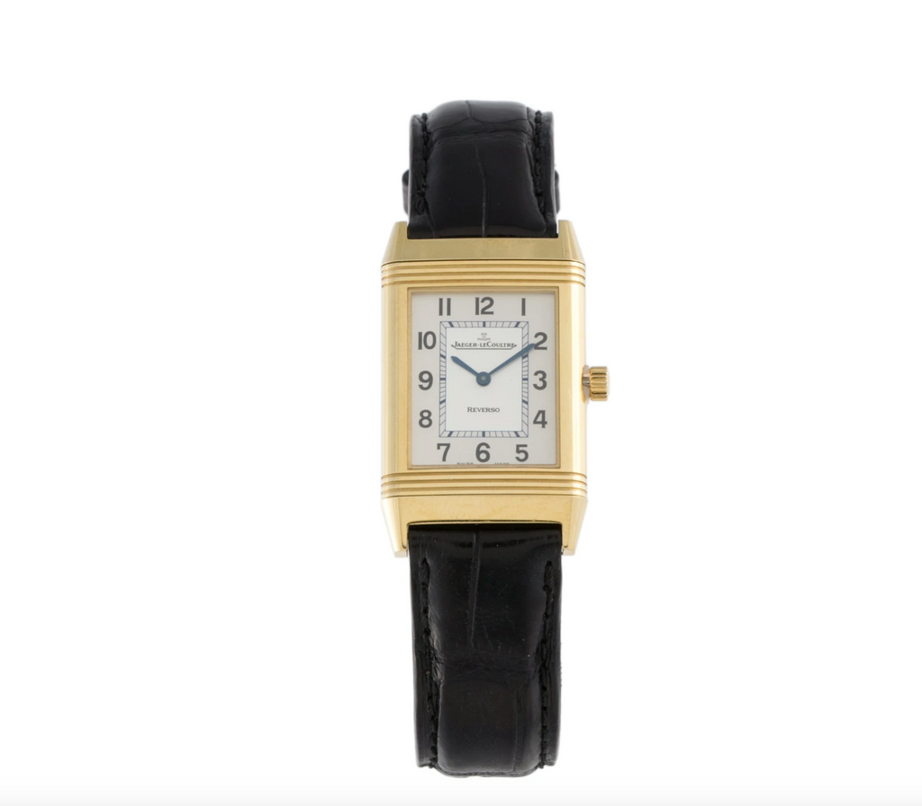 JAEGER LE COULTRE 18K YELLOW GOLD REVERSO WATCH