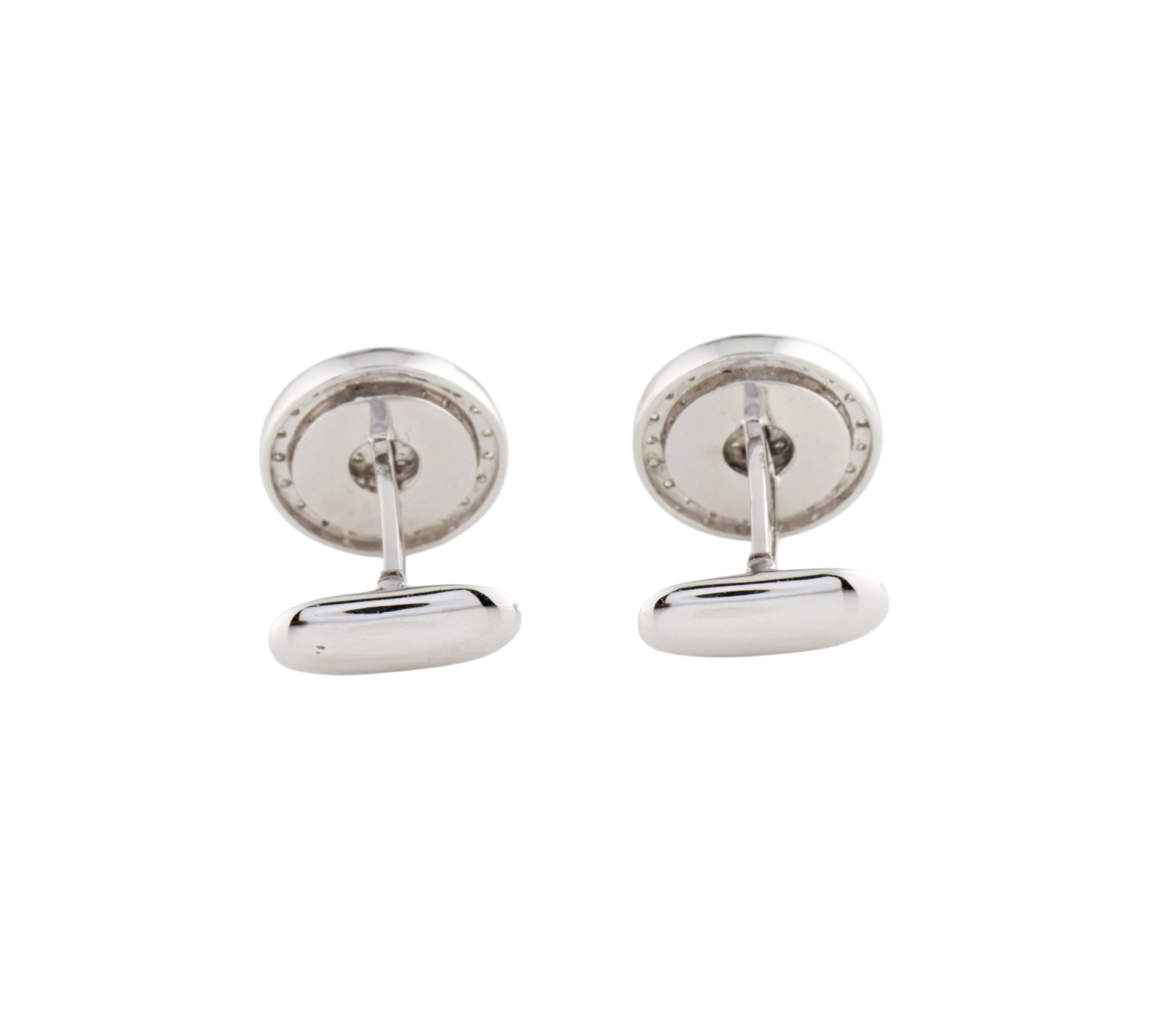 18K WHITE GOLD, DIAMOND AND MOTHER OF PEARL MENS CUFFLINKS