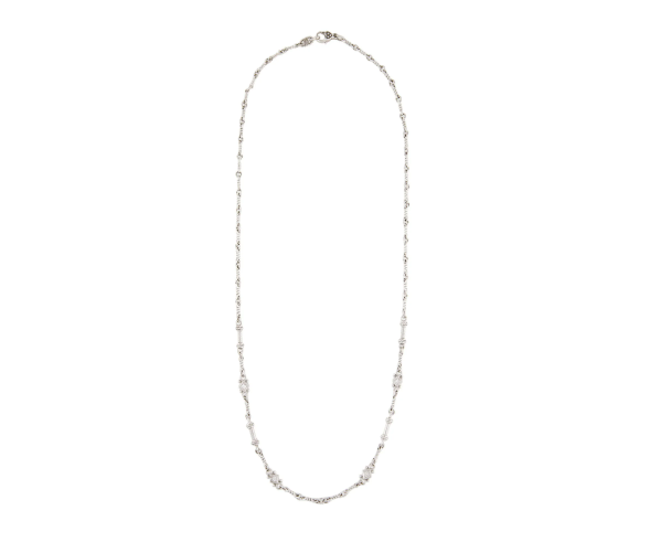 JUDITH RIPKA 18K WHITE GOLD AND DIAMOND STATION NECKLACE