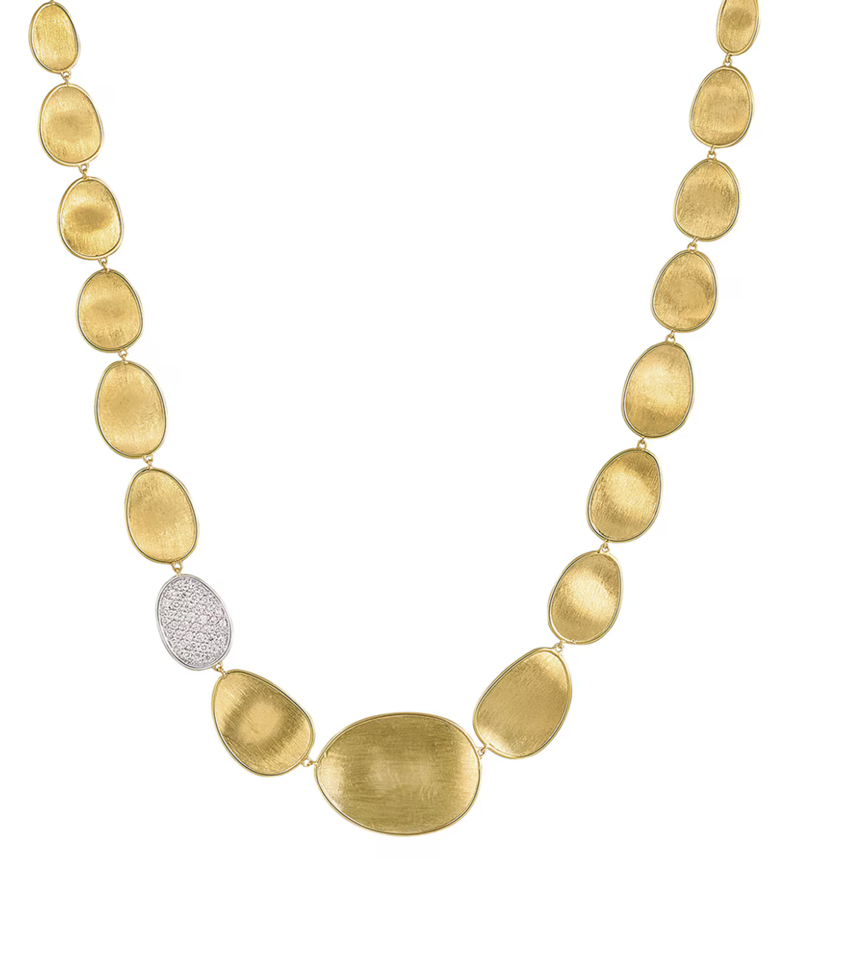 MARCO BICEGO 18K YELLOW GOLD AND DIAMOND LUNARIA GRADUATED PETAL COLLAR NECKALCE