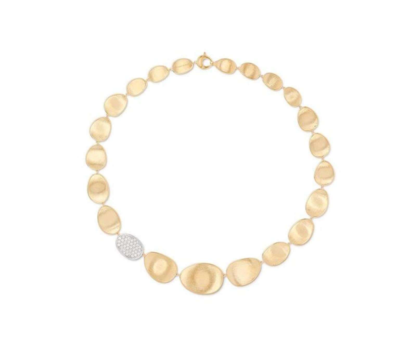 MARCO BICEGO 18K YELLOW GOLD AND DIAMOND LUNARIA GRADUATED PETAL COLLAR NECKALCE