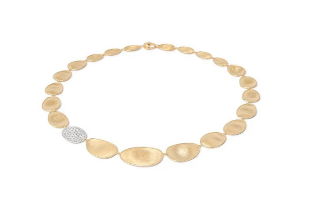 MARCO BICEGO 18K YELLOW GOLD AND DIAMOND LUNARIA GRADUATED PETAL COLLAR NECKALCE