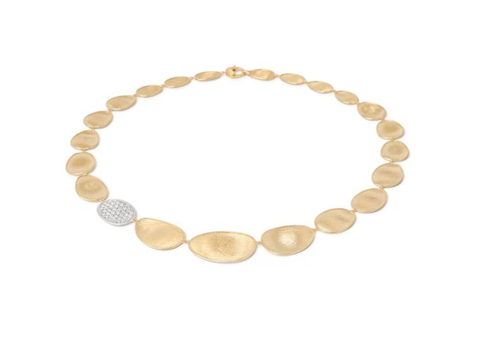 MARCO BICEGO 18K YELLOW GOLD AND DIAMOND LUNARIA GRADUATED PETAL COLLAR NECKALCE