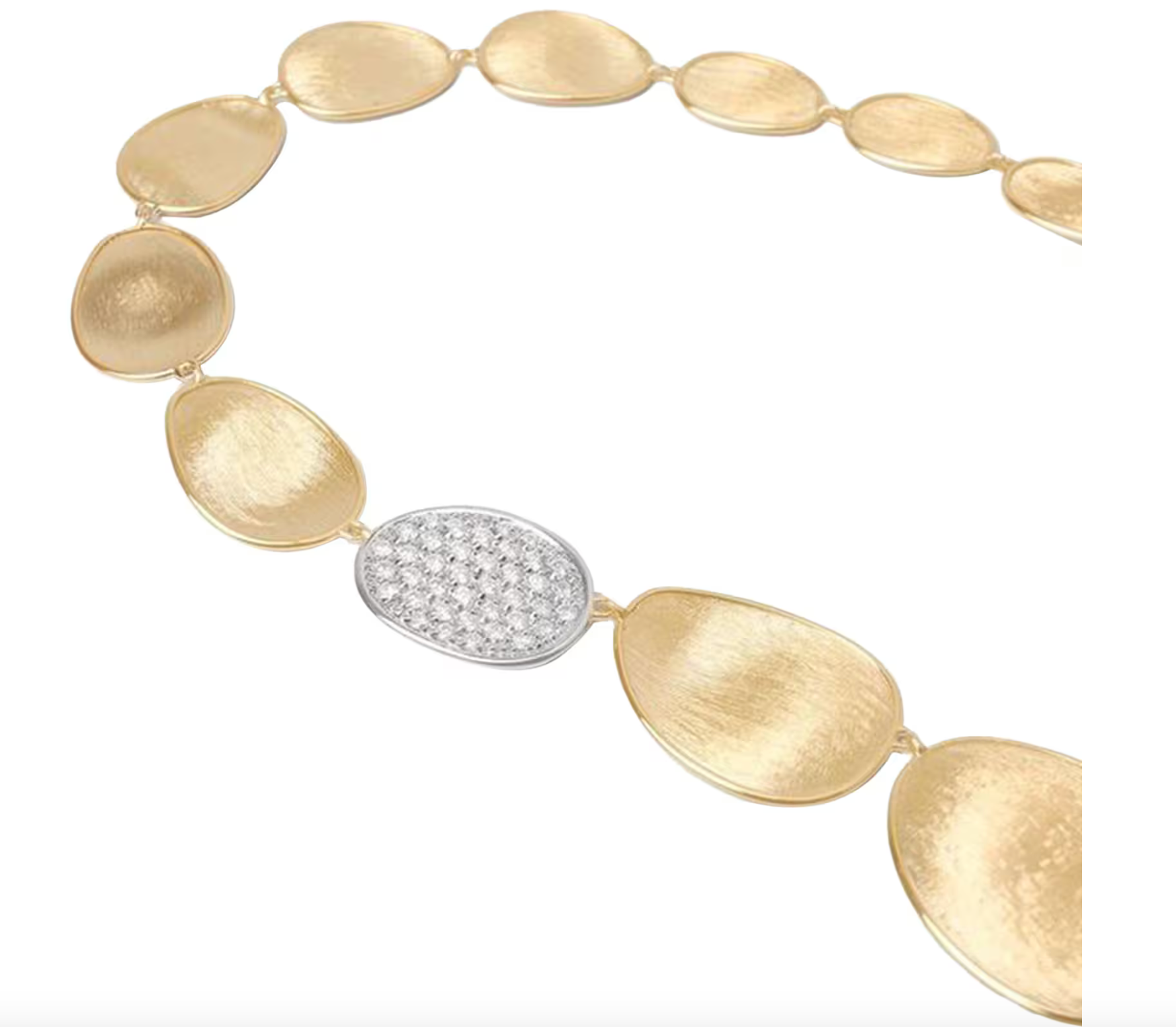 MARCO BICEGO 18K YELLOW GOLD AND DIAMOND LUNARIA GRADUATED PETAL COLLAR NECKALCE