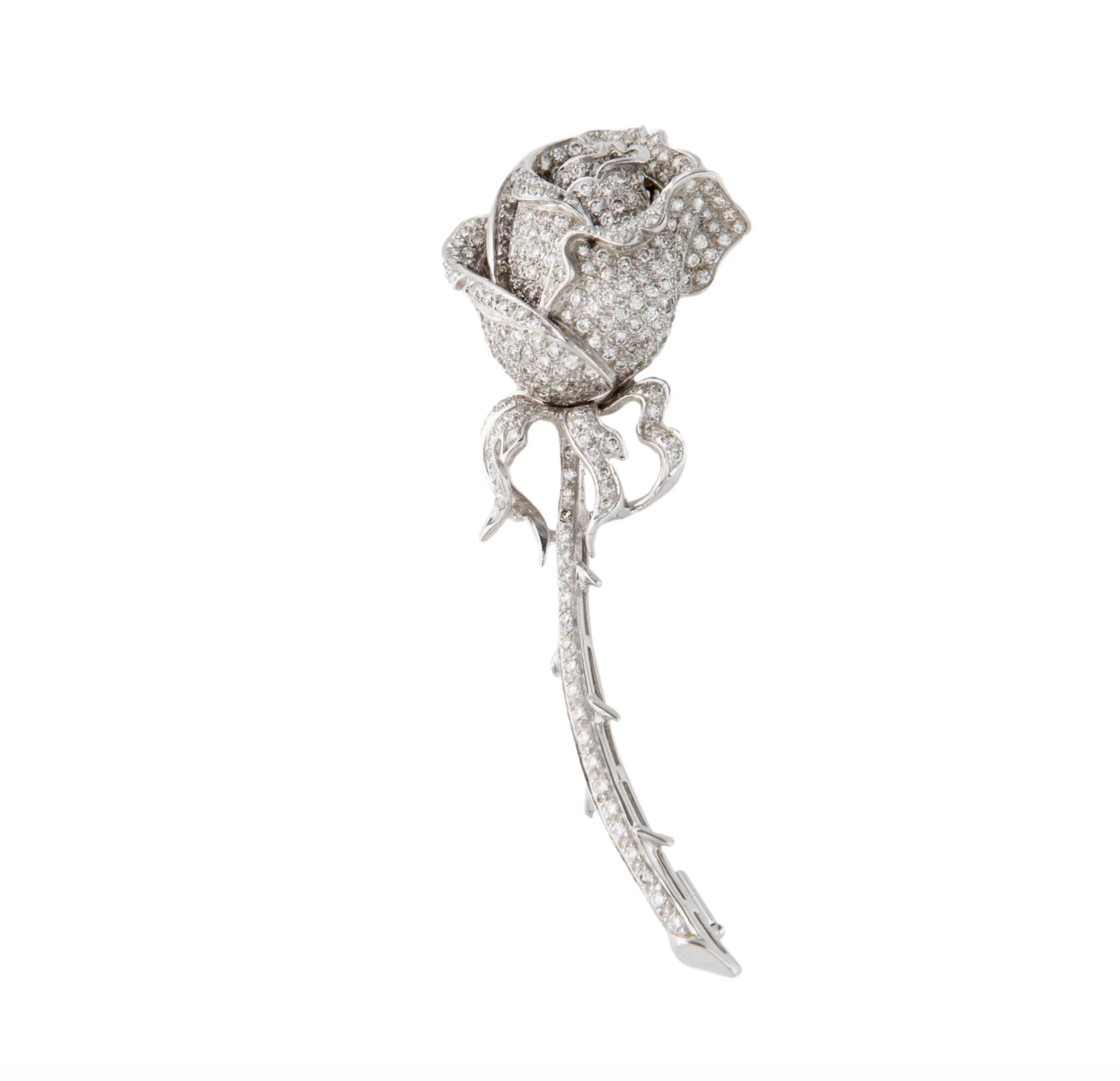 18K WHITE GOLD & DIAMOND  3.00 T.C.W BROOCH PIN