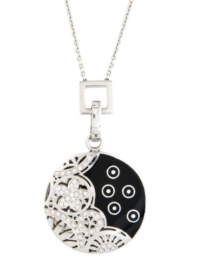 LA NOUVELLE BAUGUE 18K WHITE GOLD AND DIAMOND INDIA PREZIOSA CHAIN LINK NECKLACE WITH RE-MOVEABLE PENDANT