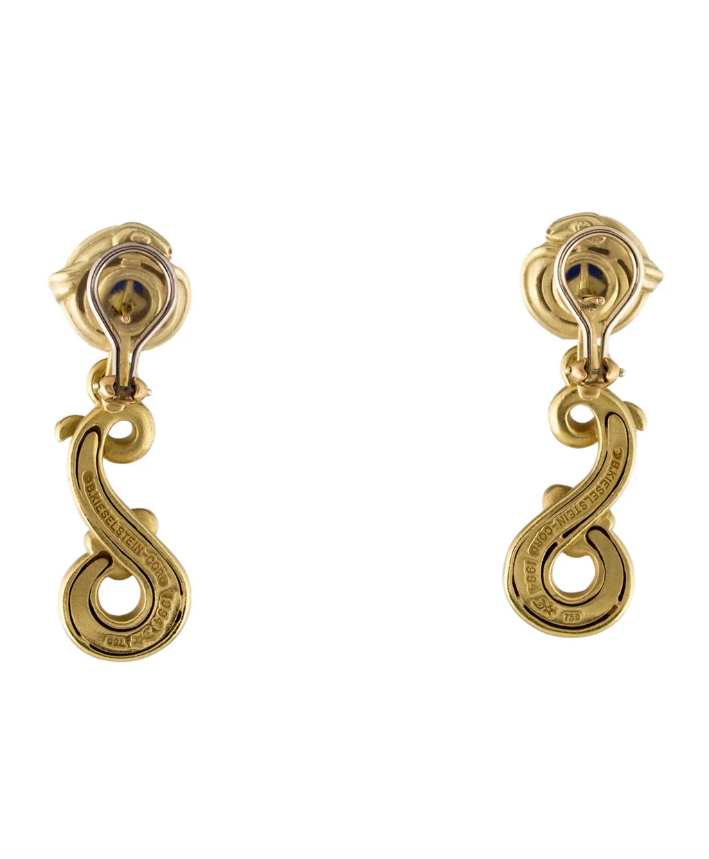 KIESELSTEIN CORD 18KT YELLOW GOLD AND SAPPHIRE SERPENTINE SNAKE EARRINGS