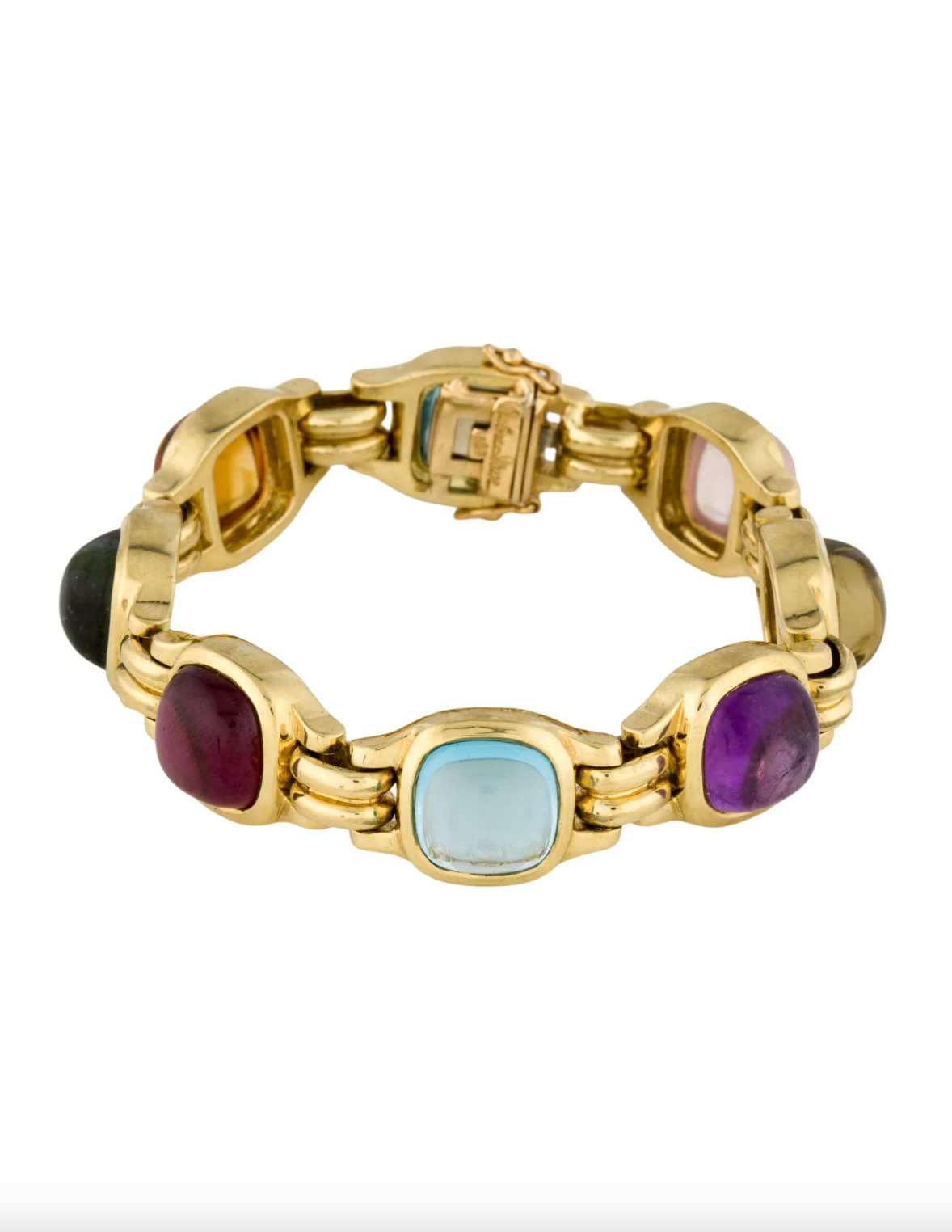 MARLENE STOWE 18K YELLOW GOLD BRACELET 42.08T.C.E MULTISTONE LINK BRACELET