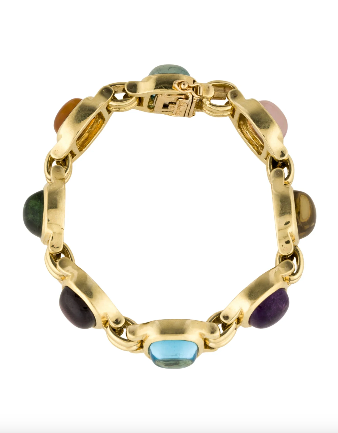 MARLENE STOWE 18K YELLOW GOLD BRACELET 42.08T.C.E MULTISTONE LINK BRACELET