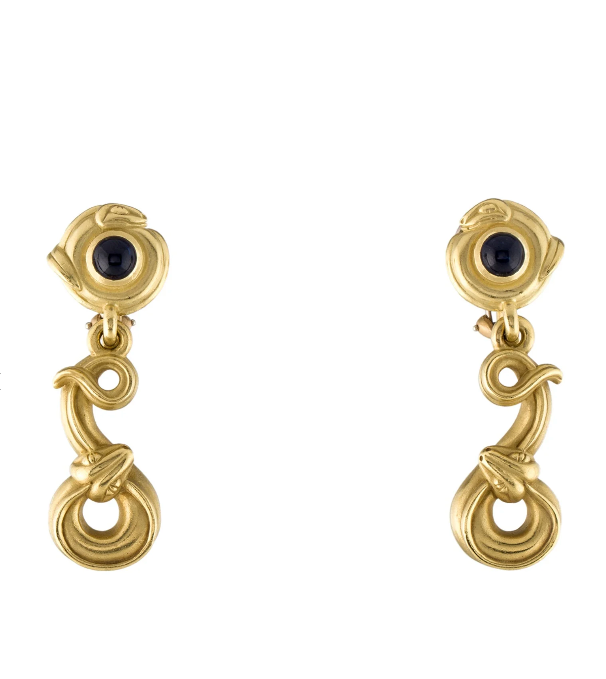 KIESELSTEIN CORD 18KT YELLOW GOLD AND SAPPHIRE SERPENTINE SNAKE EARRINGS