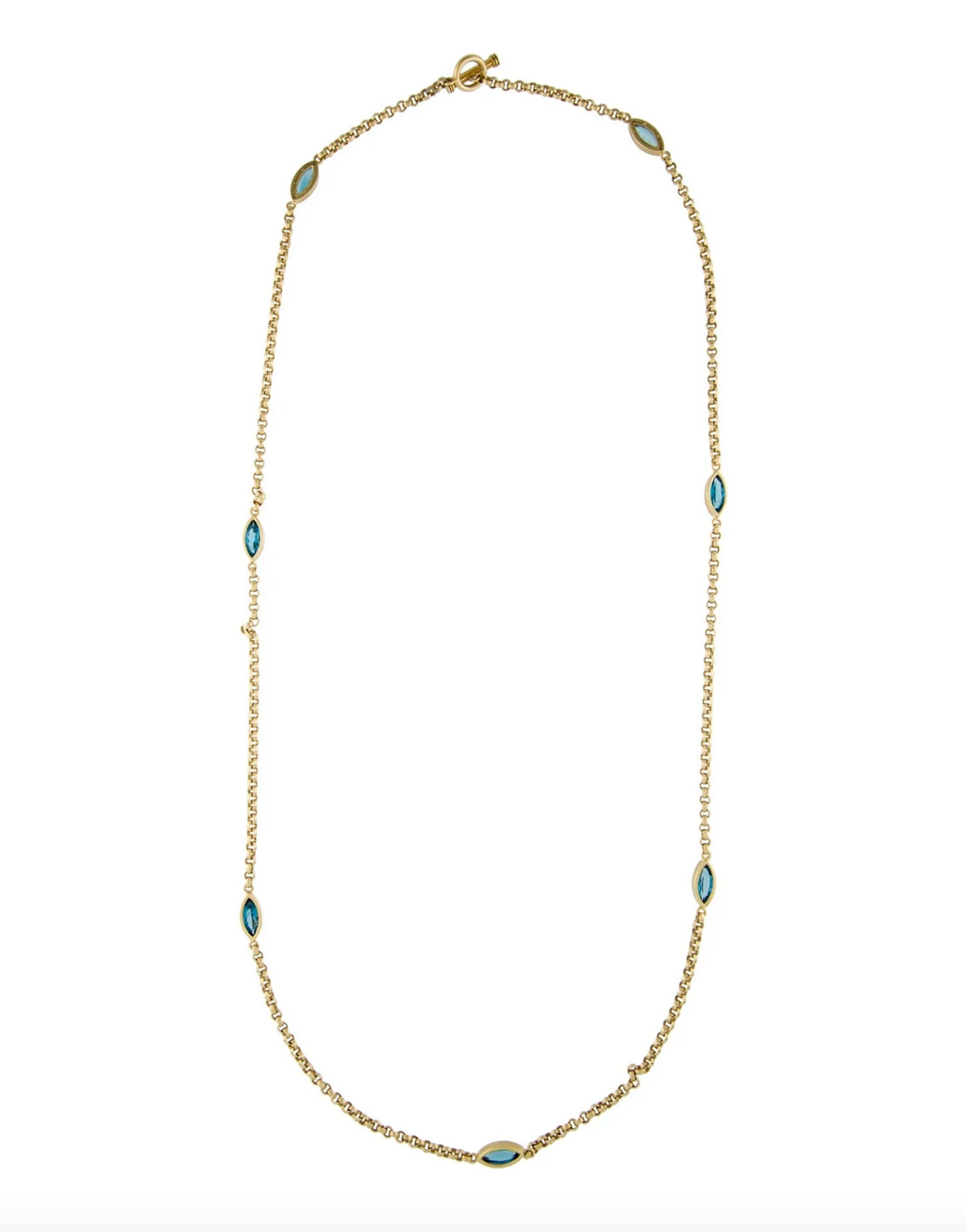 SLANE 18K YELLOW SAN BLASED GOLD  7.70T.C.W. TOPAZ CHAIN LINK NECKLACE