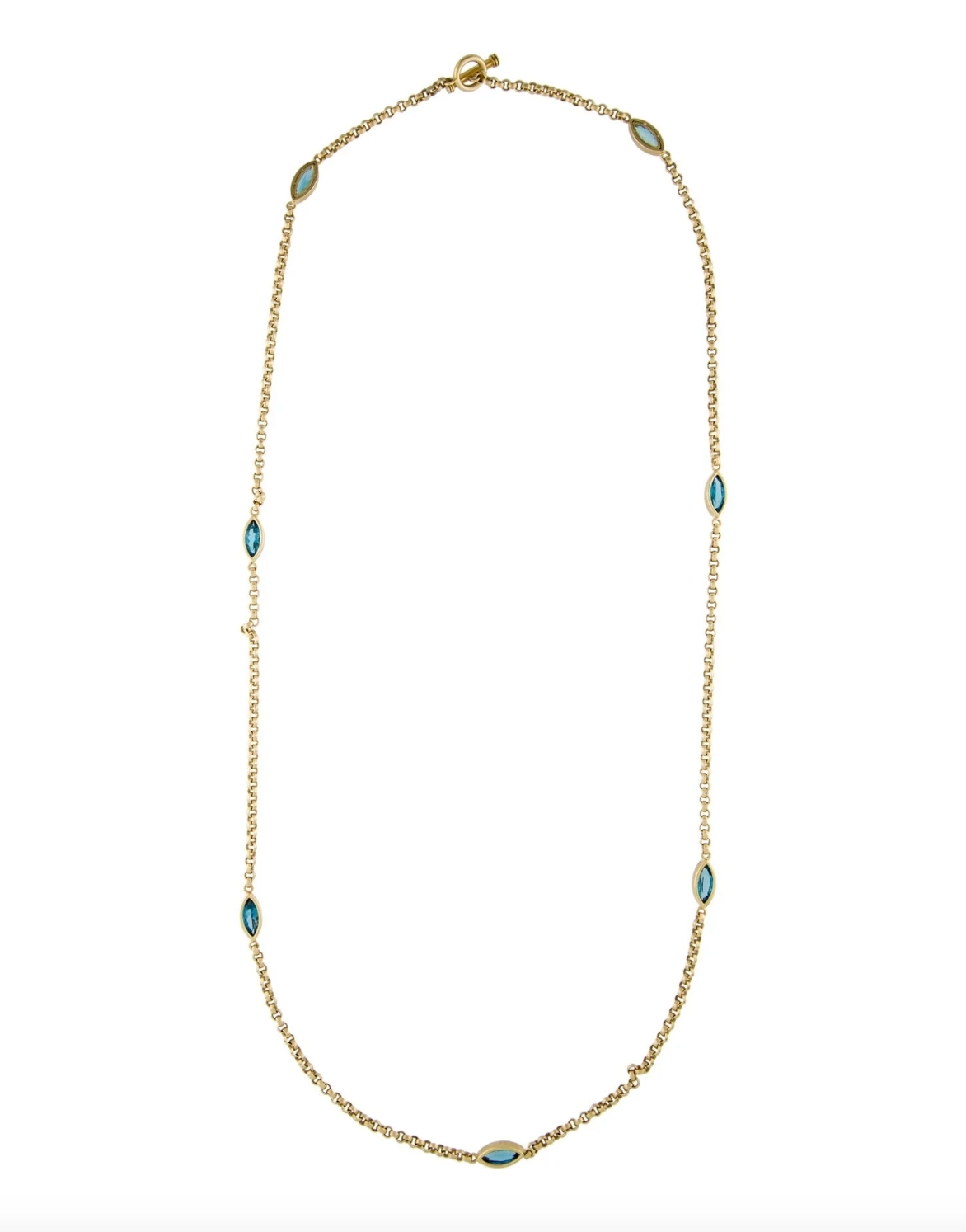 SLANE 18K YELLOW SAN BLASED GOLD  7.70T.C.W. TOPAZ CHAIN LINK NECKLACE