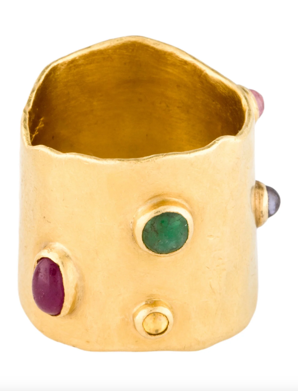 HEIKE GREBENSTEIN 22K YELLOW GOLD MULTISTONE RING BAND