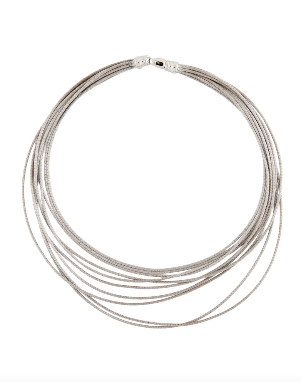 18k WHITE GOLD MULTI STRAND WOVEN CHAIN NECKLACE