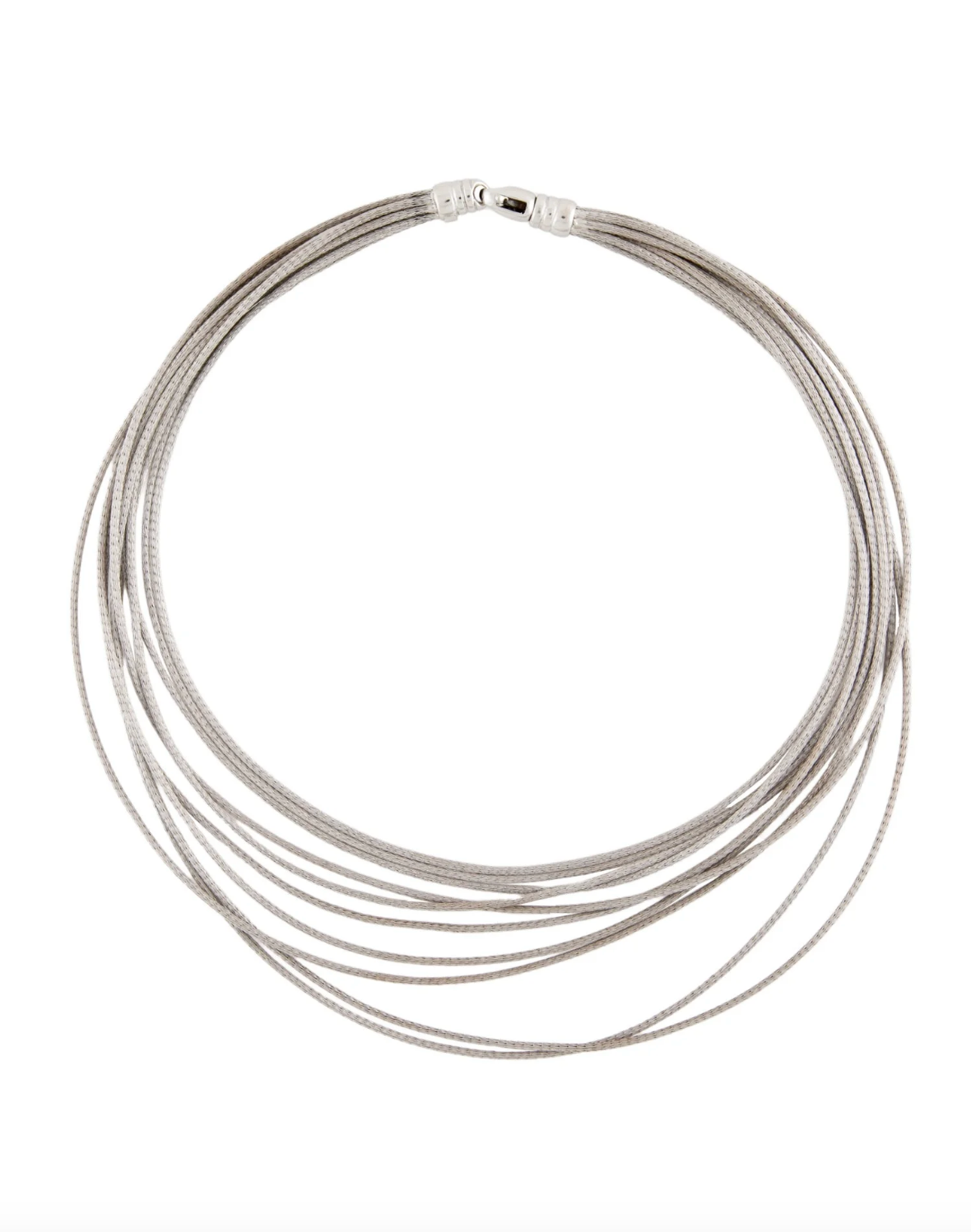 18k WHITE GOLD MULTI STRAND WOVEN CHAIN NECKLACE