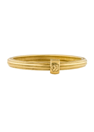 SLANE 18K YELLOW GOLD COLUMN RIDGED HINGED BRACELET