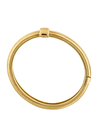SLANE 18K YELLOW GOLD COLUMN RIDGED HINGED BRACELET