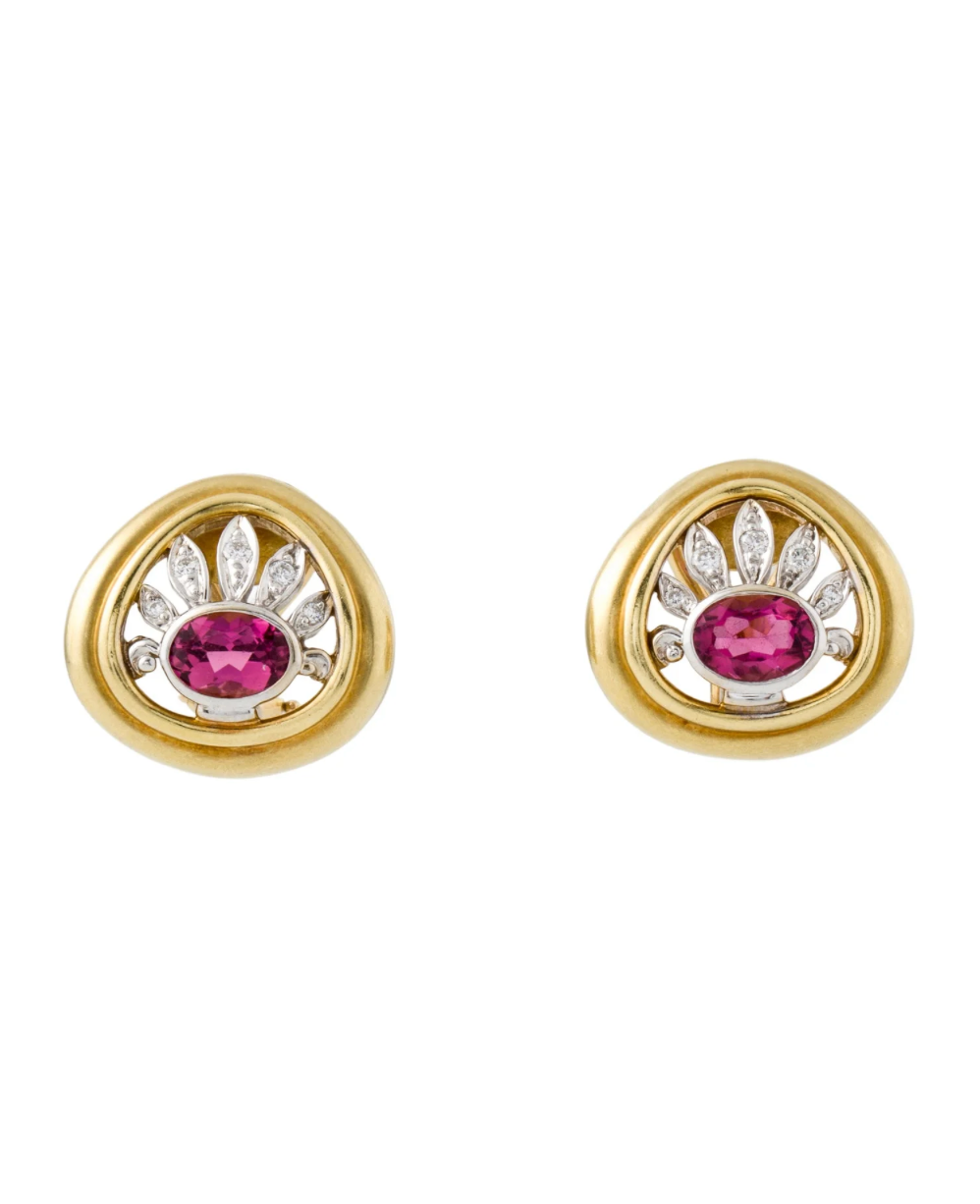 SEIDENGANG 18K YELLOW GOLD TOURMALINE AND DIAMOND EARRING