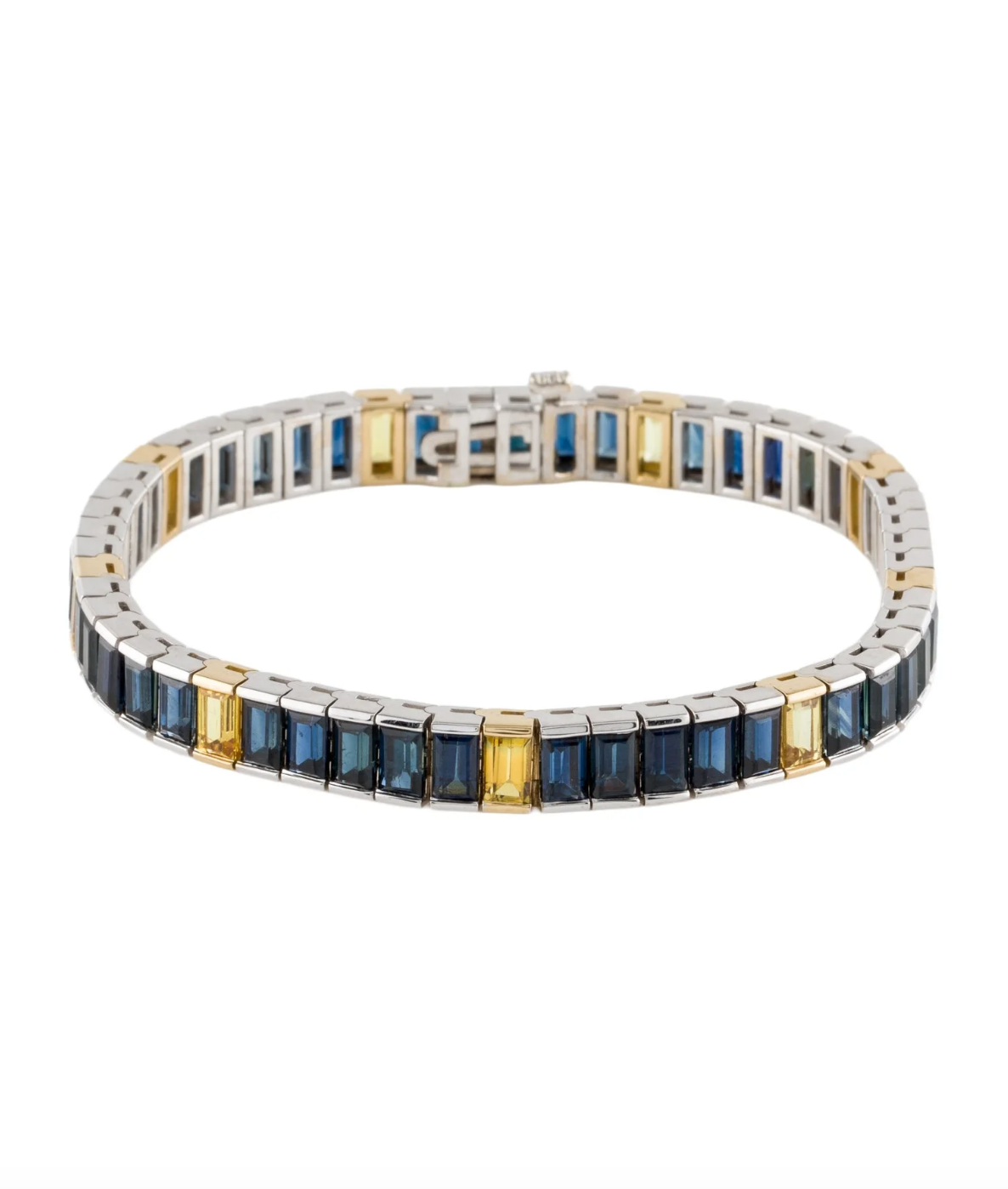 18K WHITE AND YELLOW GOLD 22 CARAT SAPPHIRE TENNIS BRACELET "ONE OF A KIND"