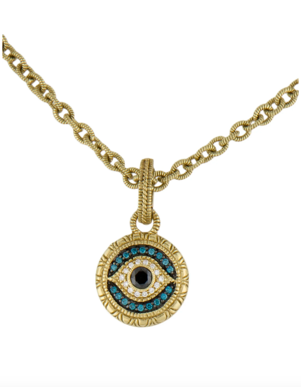 JUDITH RIPKA 18K YELLOW GOLD AND DIAMOND EVIL EYE ENHANCER NECKLACE