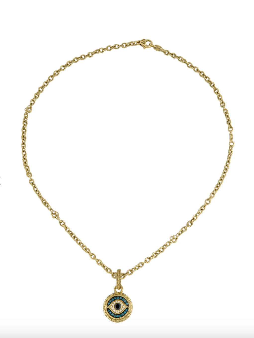 JUDITH RIPKA 18K YELLOW GOLD AND DIAMOND EVIL EYE ENHANCER NECKLACE