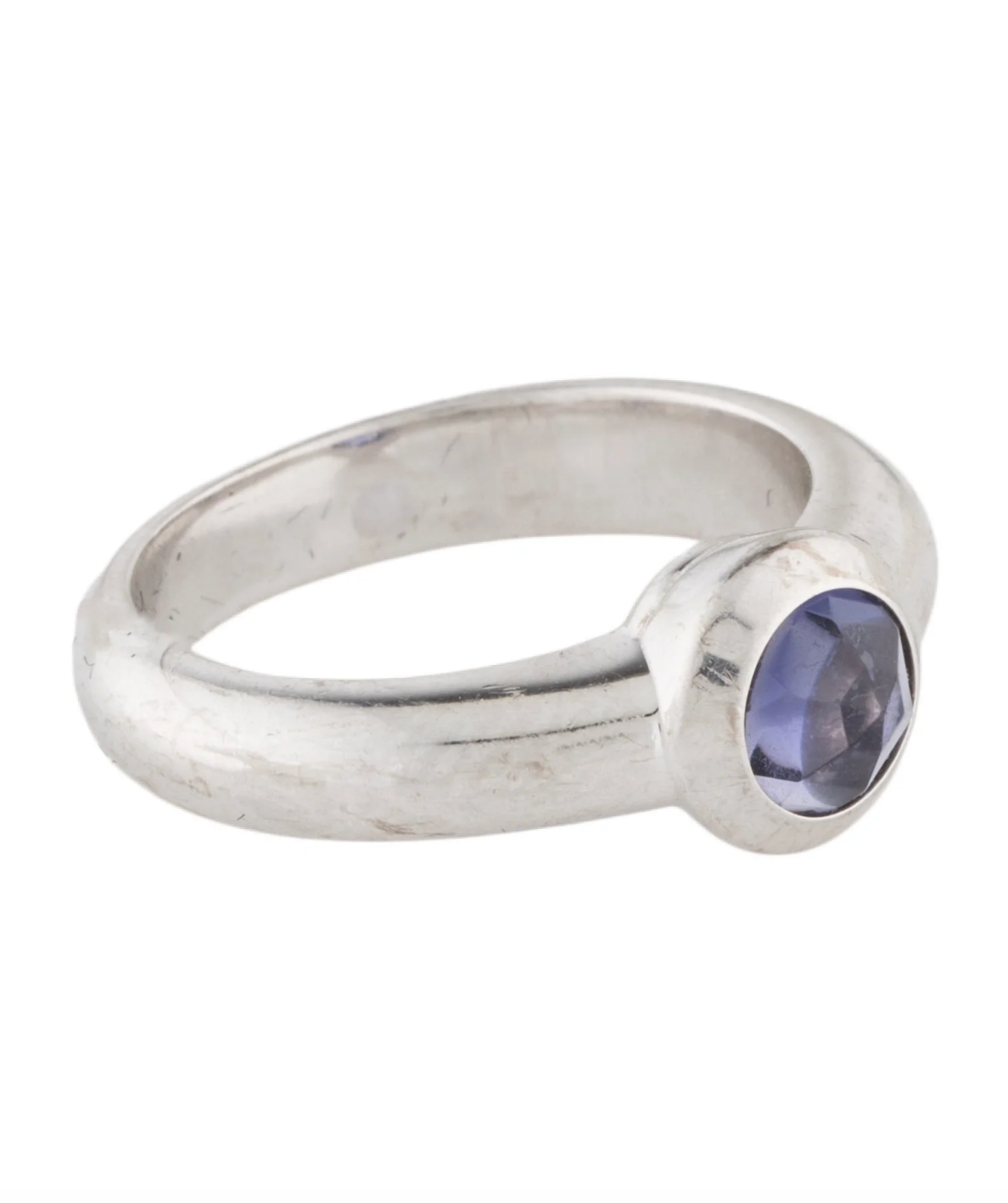 TIFFANY AND CO. 18K WHITE GOLD IOLITE COCKTAIL RING