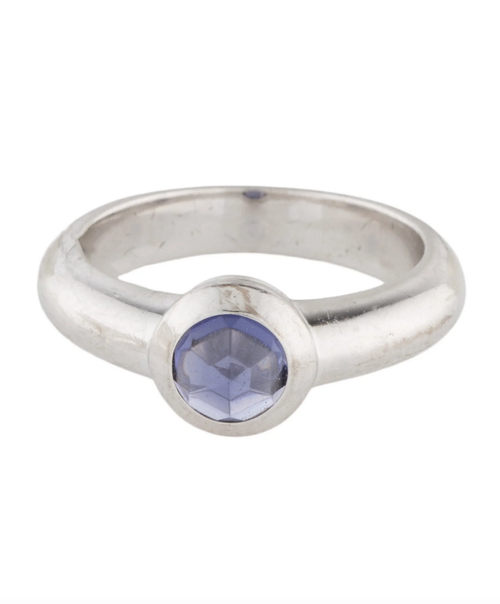 TIFFANY AND CO. 18K WHITE GOLD IOLITE COCKTAIL RING