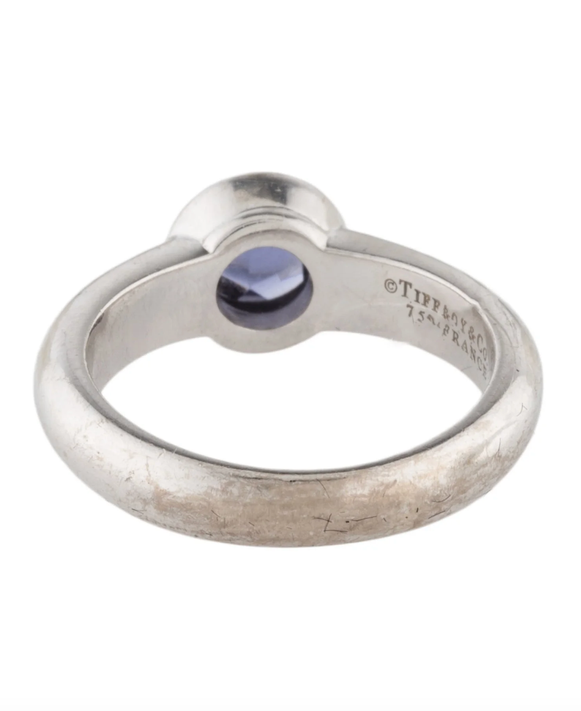 TIFFANY AND CO. 18K WHITE GOLD IOLITE COCKTAIL RING