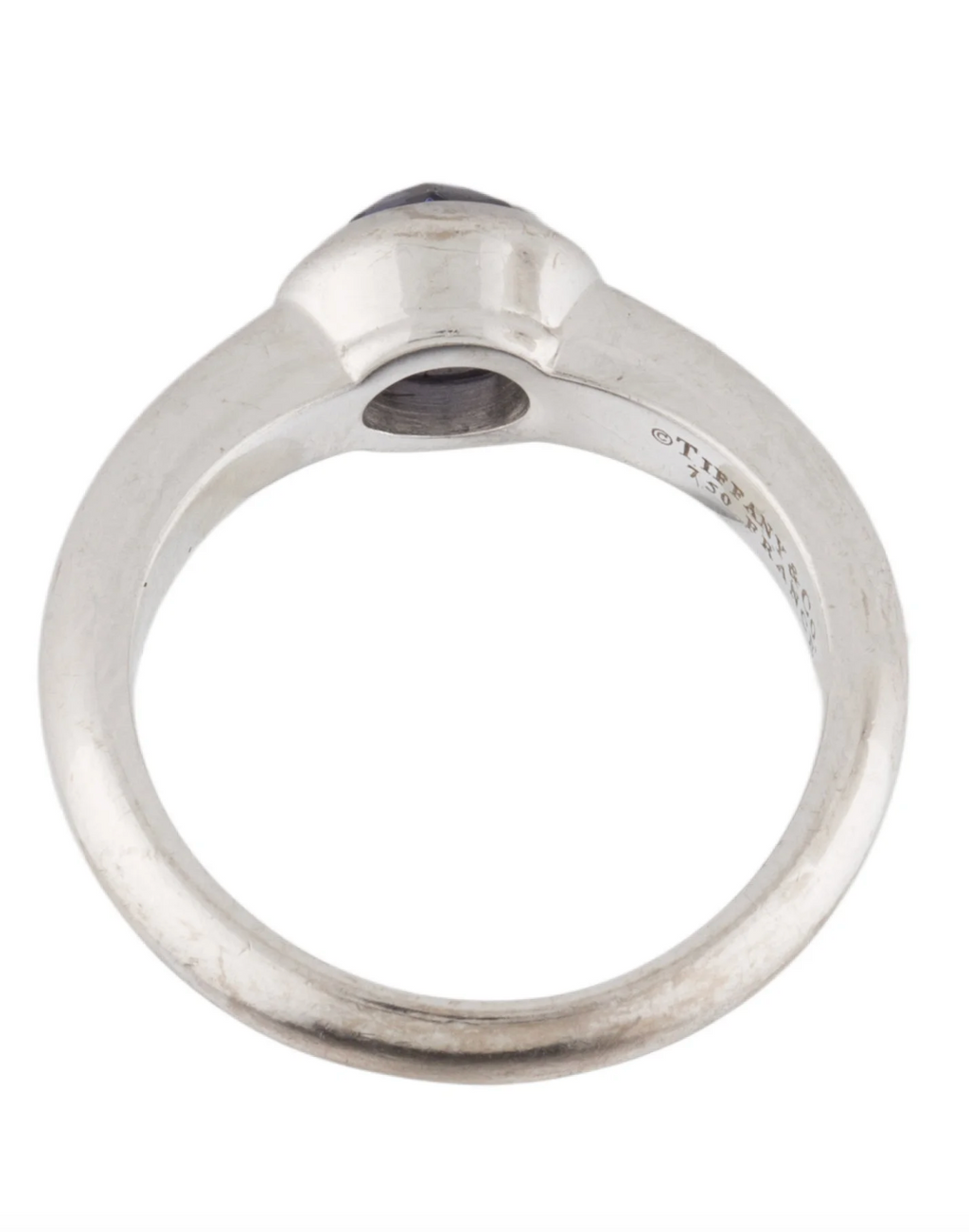 TIFFANY AND CO. 18K WHITE GOLD IOLITE COCKTAIL RING