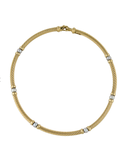 DAVID YURMAN 18K METRO STATION COLLAR PEARL NECKLACE